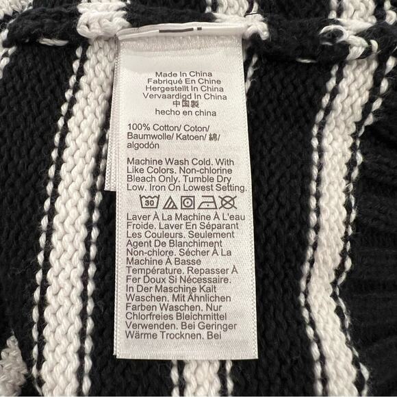J.CREW Cotton Turtleneck Sweater Stripe Navy Blue & Ivory White Size Large NEW - Picture 8 of 9